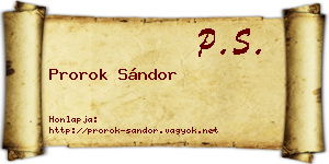 Prorok Sándor névjegykártya